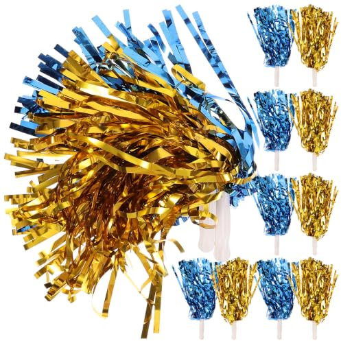 NUOBESTY Lot de 12 Pompons de Cheerleading en Pet Portables et Résistants, Accessoires pour Performance de Danse et Réunions Sportives