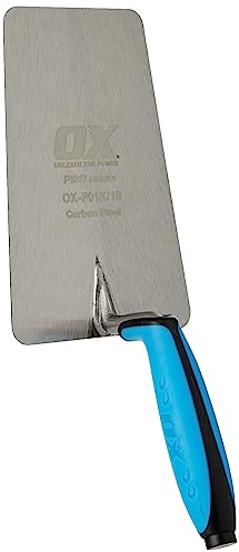 OX PRO Series Plasterers / Builders Carbon Steel Bucket Trowel with Dura grip Soft handle– 7” Large
