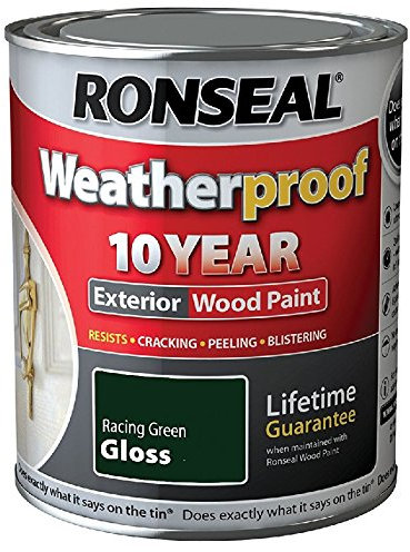 Ronseal Weatherproof 10 Year Wood Paint - Gloss - Racing Green - 2.5 Litre