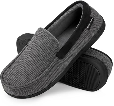 EverFoams Men's Moccasin Slippers Cosy Memory Foam Anti-Skid House Shoes | Indoor and Outdoor,Machine-washable,Gifts,Breathable,Lightweight,Comfortable