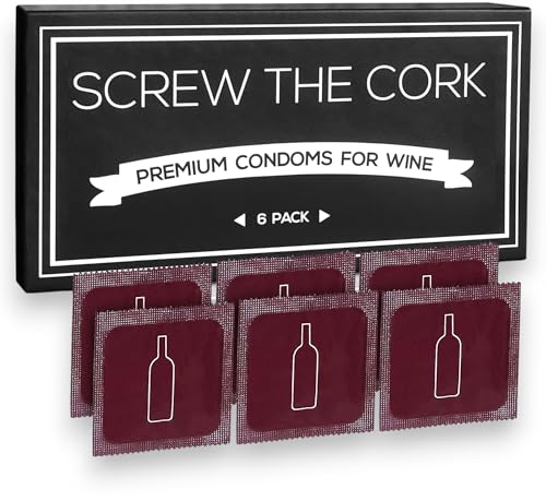 Screw The Cork, Condom Style Wine Bottle Stoppers, Air-Tight Rubber Seal for Fresh Wine, Funny Wine Gifts & Novelty Gag Gi.
