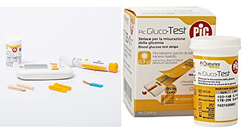Pic Glucotest Kit, Kit completo per la misurazione glicemica & GlucoTest Strisce Per La Misurazione Della Glicemia 25 Pezzi