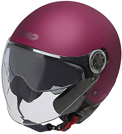 Garibaldi Motorrad-Jethelm G20, Fuchsia, matt, mit Visier und Sonnenvisier, ECE zertifiziert (S