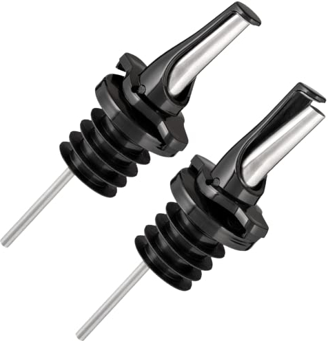 Versatore per alcolici Poura – Versatore rapido per vino con ClickSeal in gomma naturale senza BPA – Adatto alla maggior parte delle bottiglie – Nero – Confezione da 2