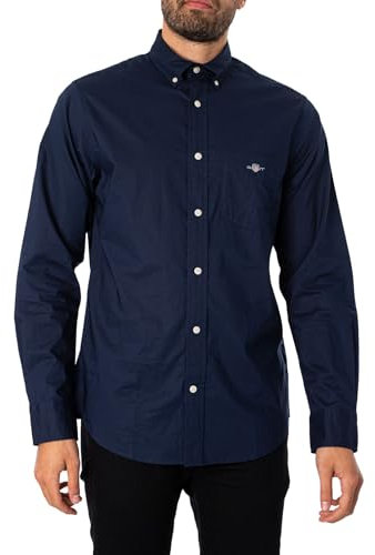 GANT Herren Reg Poplin Shirt Klassisches Hemd, Marine, XXL EU