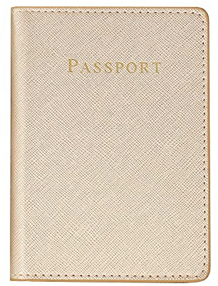 YUEYIXII Custodia per passaporto in pelle PU porta passaporto portafoglio da viaggio dorato custodia per passaporto blocco RFID protezione passaporto per carte di credito denaro carte d'imbarco