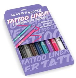 Maybelline New-York - tatuering ögongel penna set - vattentät och 36 timmars outfit - tatueringsfoder - 8 färger