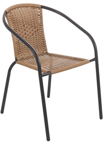 LOLAhome Silla Jardin Exterior, Ratan Natural y Acero, Trivia