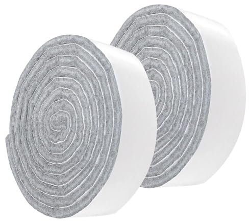 2 Rouleaux 2cm*100cm Feutrine Autocollante,Patins pour Meubles Auto-adhésifs, Patins pour Meubles,Patin Chaise,Patin antiderapant,4mm D'épaisseur,Découpe Libre de Toute Taille Patin Feutre(Gris)