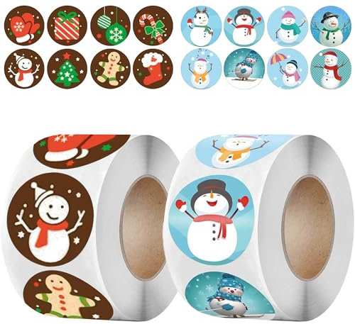 1000 Stück Aufkleber Weihnachten, Weihnachtssticker Selbstklebende Weihnachtsaufkleber für Geschenketiketten, Deko Sticker für Weihnachtskarten Geschenktüten Verpackungen