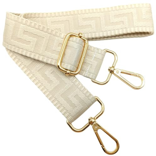 Verstellbarer Schultergurt für Taschen Beige, Taschengurte zum Wechseln, Taschengurt Breit mit Karabiner Gold, 80-130 cm Tragegurt Tasche für Damen Schulterriemen, Handtasche, 3.8cm, 1314