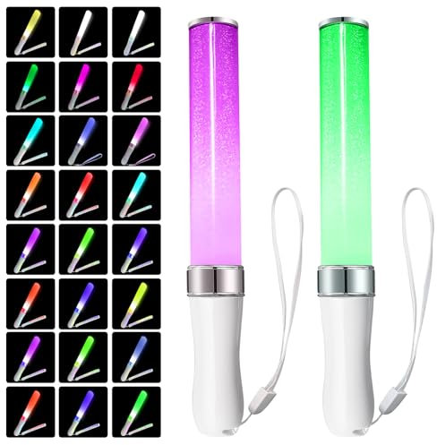 Bastoncini Luminosi Led 2 Pezzi 24 Colori Multicolore Bastoni Luminosi,3W,25CM,Bastoncini Di schiuma Led,Bastoncini Luminosi A LED Per Halloween,Concerti,Feste,Compleanni,Natale