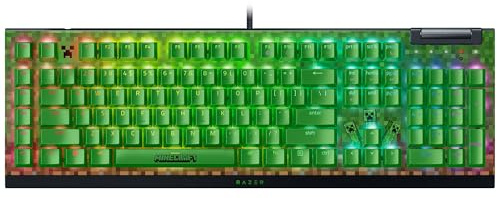 Razer BlackWidow V4 X Minecraft Edition - Mechanische Gaming-Tastatur - Chroma RGB (grüne Clicky Switches, 6 dedizierte Makro-Tasten, Doubleshot-ABS-Tastenkappen) QWERTY US-Layout | Minecraft