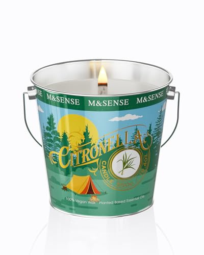 M&SENSE Candele Profumate in Cera di Soia Citronella | 110 Ore di Combustione, Candele Citronella Esterno, Candela Profumata Naturale,Terrazza, Picnic, Campeggio, Feste ed Eventi Interno ed Esterno