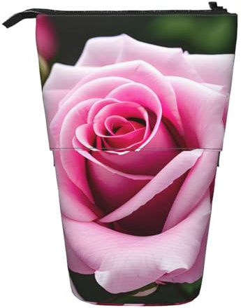 Red Rose Blossom Vertical Retractable Pencil Case Storage Bag Daily Storage for School Office Makeup Bag