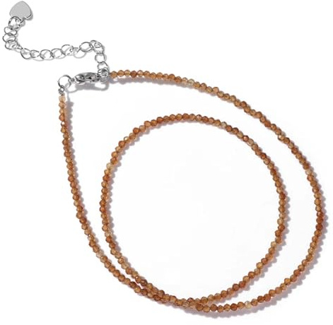 KRRKQH Tendencia Colgante Hombres Joyería Cuentas De Piedra Natural 2 Mm Collar De Cuentas Facetadas Redondas Cristales Amatistas Collares para Mujeres Cadena De Clavícula 11.Granate