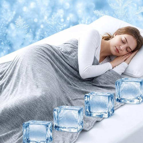 SUNNYNEST Cooling Blanket for Night Sweats, Summer Cool Throw, Double-Sided Arc-Chill Fabric Lightweight Blanket for Hot Sleepers, Bed Sofa Travel (130x150CM)