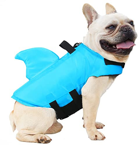 FONLAM Gilet de Sauvetage pour Chien Gilet de Securité Chiot Piscine Chien Bouée de Sauvetage Maillot de Bain Petit Chien Moyen Natation (S, Bleu)