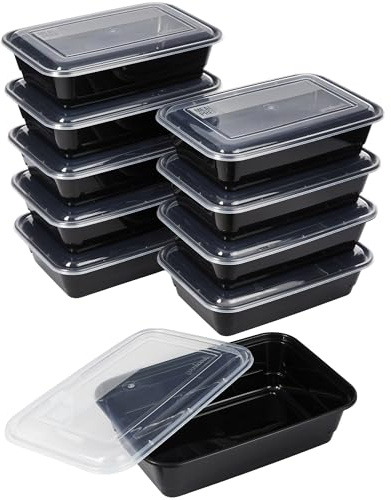 GoodCook Meal Prep Containers, Single Compartment 10-Pack, BPA-Free Reusable Food Storage, Black, Microwave & Freezer Safe, Stackable Meal Prep Containers for Lunches and Snacks