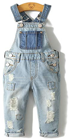Kidscool barn välvda hål stretchig sten tvättade mjuka jeansoveraller