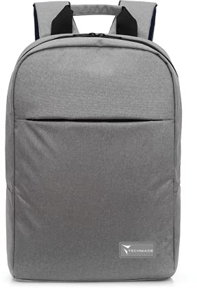 TECHMADE Zaino Tasca Protettiva dedicata per PC Notebook e Tablet fino a 15.6, Elegante, Leggero e Resistente, Tessuto Impermeabile, Spallacci Imbottiti (grigio)