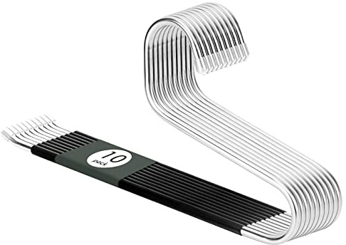 DOIOWN Lot de 10 cintres à extrémité Ouverte en Acier Inoxydable pour Pantalons Lourds, Jeans, Pantalons, écharpes, 8 mm d'épaisseur, cintres antidérapants pour Pantalons Lourds, Jeans, Pantalons,