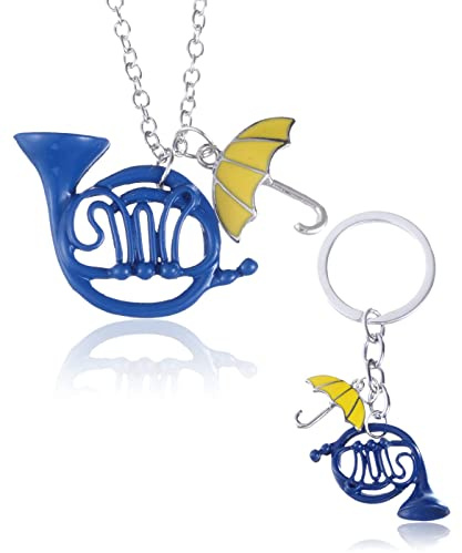 Portachiavi in Corno Francese, 2pcs Portachiavi Smalto Corno Blu Ciondolo Ombrello, How I Met Your Mother, Regali per i genitori, Regali di compleanno, Regali di festa