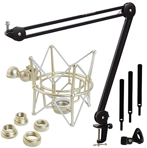 keepdrum MS138 BK Mikrofonarm-Stativ + MS090 Mikrofon-Spinne Shock Mount