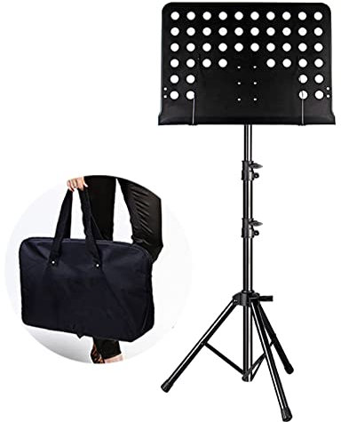 HJXGQJM Orchesterpult Aus Holz,Orchesterpult Notenständer Klappbare Mit Tragetasche, Ausziehbarer Notenständer, 2-in-1 Dual-Use Desktop Buchständer Notenständer (Color : Noir)
