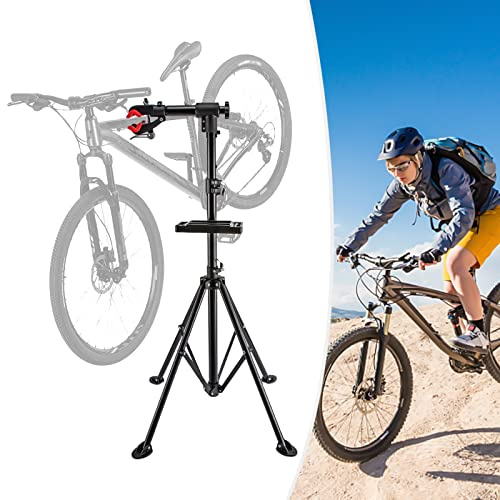 DSYOGX Supporto di montaggio per bicicletta, 108-190 cm, supporto di riparazione per bicicletta, con treppiede, rimovibile e pieghevole, per riparazione, esposizione, regolazione e manutenzione (nero