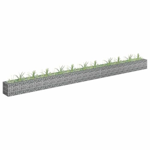 Gecheer Galvanized Steel Gabion Raised Bed Planter, 450x30x30cm, Silver, Easy Assembly Model145645
