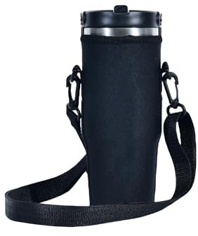 AF-WAN Funda aislante de neopreno para botella de agua, impermeable, antideslizante, antiarañazos, con correa para el hombro, compatible con vaso de acero inoxidable Stanley IceFlow de 30 onzas
