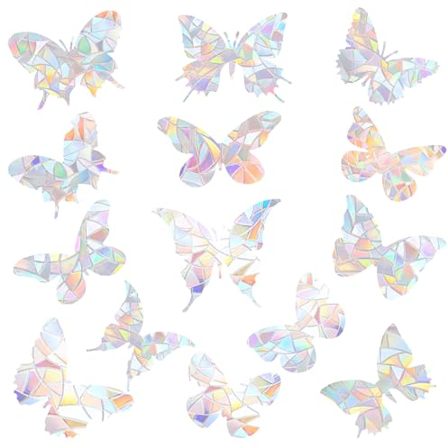 4 Sheets/56pcs Prism Butterfly Anti-Collision Window Bird Stickers, SunCatcher Rainbow Spaces Static Clings for Bird Strike Prevention