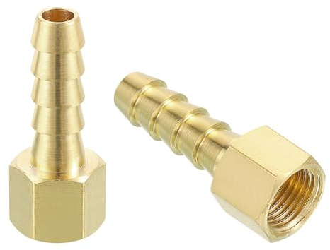 QUARKZMAN 2Pcs Conexión de Manguera de Latón, 1/4 Púas x 1/8 Hembra Npt Conector de Tubería de Latón para Conectar Tuberías Dispositivos Mecánicos Equipos de Fontanería