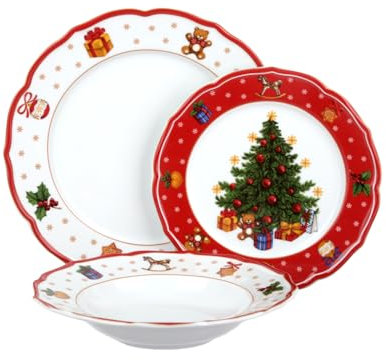 KASANOVA Set posto tavola 3 piatti Natale rosso (Albero)