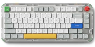 Nuphy Kick75 - Clavier mécanique sans fil à profil bas, avec contrôle du volume, RGB personnalisable, 80 touches, capuchons PBT, BT/2,4G/USB-C (Silver Nano Switch)