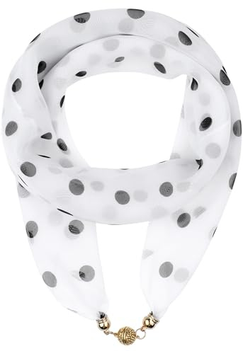 Elerevyo Women's Polka Dot Chiffon Square Scarf with Buckle Magnetic Scarf | Soft chiffon fabric with magnetic buckle, True to size, Party ready