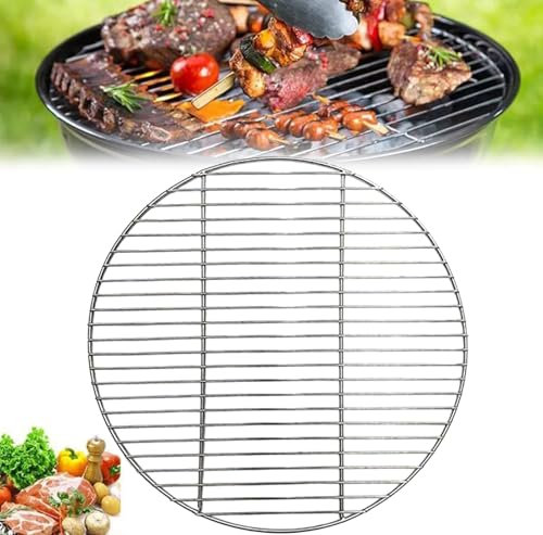 Grille de cuisson ronde en acier inoxydable de 53 cm - Pour barbecue, camping, pique-nique, jardin, répartition uniforme de la chaleur et nettoyage facile