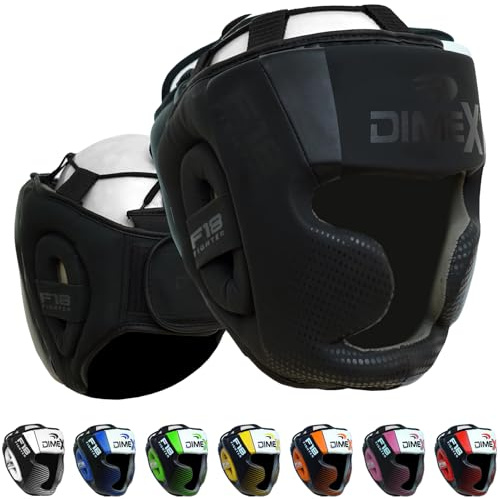 Dimex Kids Boxing Head Guard MMA Muay Thai Martial Arts Headgear Rex Leather CE Approved Chin, Cheek & Ear Protection (Matte Black)