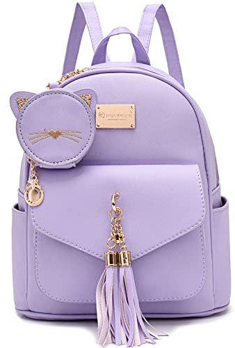 I IHAYNER Mädchen Mode Rucksack Mini Umhängetasche Damen Kleine Leder Rucksack Tasche für Teenager Mädchen mit Münzbeutel Lila