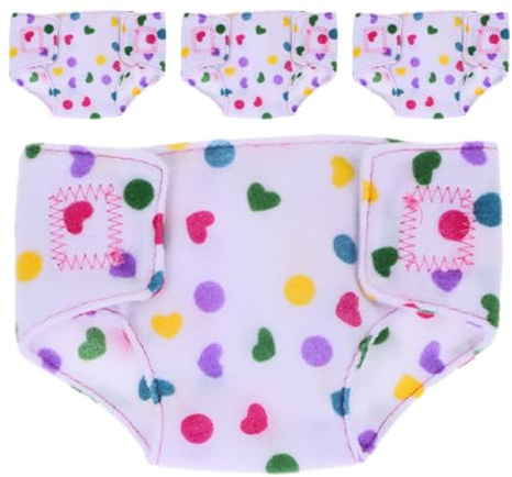 JUMPLAWN 4 Pañales Reutilizables para Muñecas de 43cm de Tela para Juego de Simulación en Ocasiones Obsequios y Vacaciones