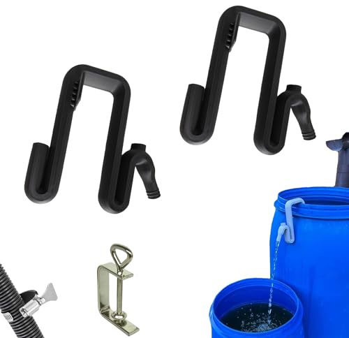 Kit 2pcs de trop-Plein pour tonneau de Pluie,Tuyau de trop-Plein pour tonneau de Pluie,Rallonge Flexible PLA Durable,Fixation Bord Collier nickelé,Brides INOX Tube Φ14-27mm,Pratique,Pratique (Noir)