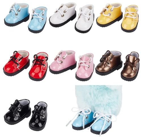NBEADS 7 Paire 7 Couleurs Chaussures en Tissu pour Poupée, Mini Chaussures de Poupée en PVC Accessoires pour Habiller Les Poupées Chaussures de Rechange, 4.8x2.4x2.5cm