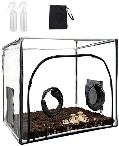 Still Air Box Juego de cultivo de setas, juego completo con tapa, soporte, botella de spray y termómetro, kit de cultivo portátil para micología y plantas (80 x 50 x 50 cm)
