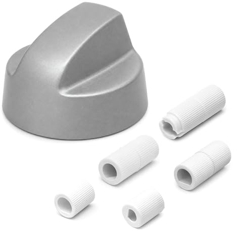 Reliapart Black Control Knob With Five Adapters Universal Fitting for Ovens (Silver)