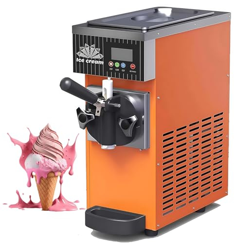 SHUMIAO 450W Máquina De Helados Soft 4-5kg/H Heladera Maquina Helados Soft Comercial Maquina Helados Soft Vertical Ice Cream Maker, Limpieza Automática Y Pantalla LCD, para Tiendas Bebidas Orange