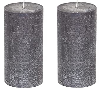 Stubbljus Rustic uppsättning med 2 – blockljus, blockljus, ljus, adventkrans, advent – inget sot – brinntid: 120 timmar – många färger – 10 x 20 cm (svart)