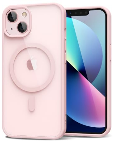 oakxco für iPhone 13 Hülle Magsafe Durchsichtig, Klar Magnetisch Induktives Laden Handyhülle Bunt Dünn Silikon & Transparent Hart Plastik, Cute Einfarbig Clear Case Handy Hülle für Mädchen, Rosa