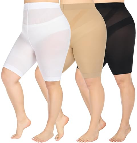 MANZI Anti Chafing Shorts Women Long Briefs Underwear Chub Rub Shorts Dress Safety Panties 3PCS(Black+Nude+White)