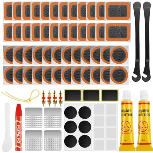 Bohoray 105 PCS Puncture Repair Kit, Self-Adhesive Bike Puncture Repair Kit with 14 PCS Glueless Puncture Repair Patches, 2 PCS Tire Levers, Suitable for Mountain/Road/Commuter Bikes, and Motorcycles